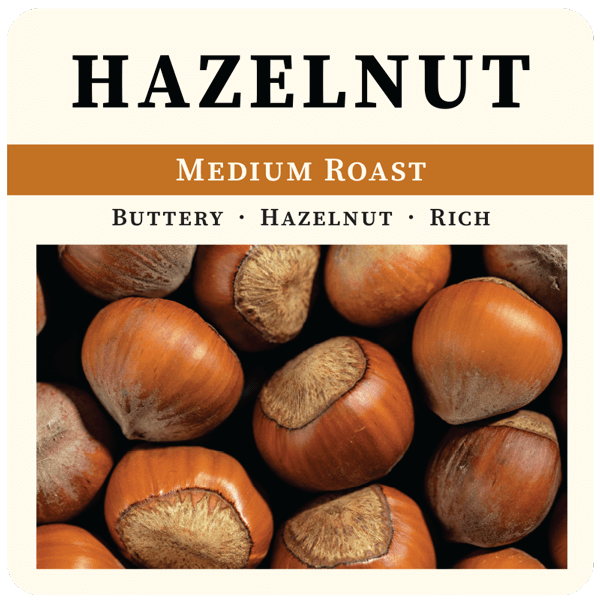 Hazelnut Flavored Coffee - Medium Roast. Tasting Notes: buttery and rich