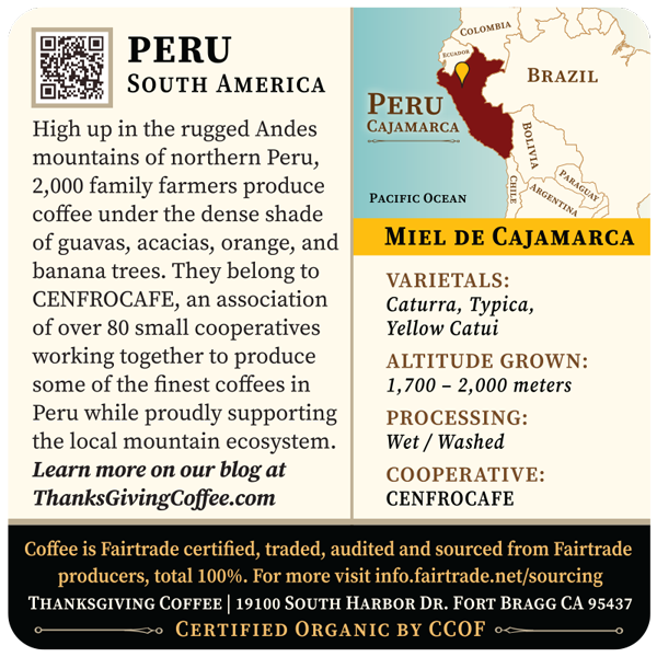   Peru - Miel de Cajamarca, Light Roast  
